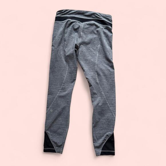 Lululemon Gray Mesh Inspire II Zipper Pockets Leggings Size 8 - Picture 2 of 5